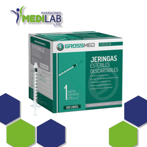 JERINGAS DE 1CC CON AGUJA 27G X 1/2" Luer Slip